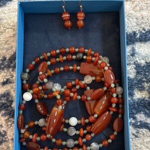 Elegant Multi-Color Beaded Necklace and Earring Set